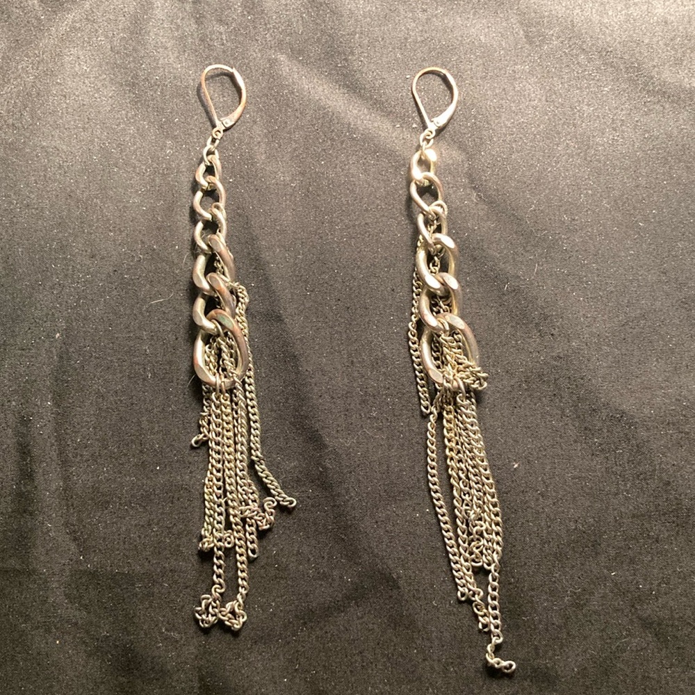 Dual Chain Dangle Lever-Back Earrings
